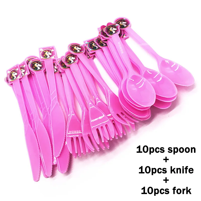 10Spoon10Fork10Knife 6 шт. Единорог вечерние поставки конфетная коробка подарочная коробка мультяшную тему Малыш Мальчики День Рождения Кекс вечерние украшения Baby Shower вечерние свадебные сувениры - Цвет: 10Spoon10Fork10Knife