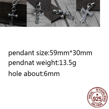 

B33 925 sterling silver pendant retro personality punk hip hop style double cross shape jewelry for friends gifts new hot