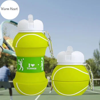 

550ML Drinkware Water Bottles kettles Folding Tennis Cup Straw Eco-friendly Plastic Portable For Sports Home Supplies Kitchen