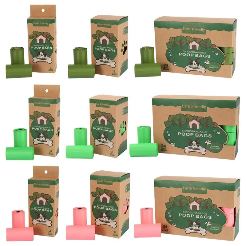 Biodegradables bolsas de caca de perro de perrito del animal doméstico bolsas de residuos recarga gato viajes al aire libre de limpieza bolsa a prueba de fugas respetuoso del medio ambiente cocina basura Ba