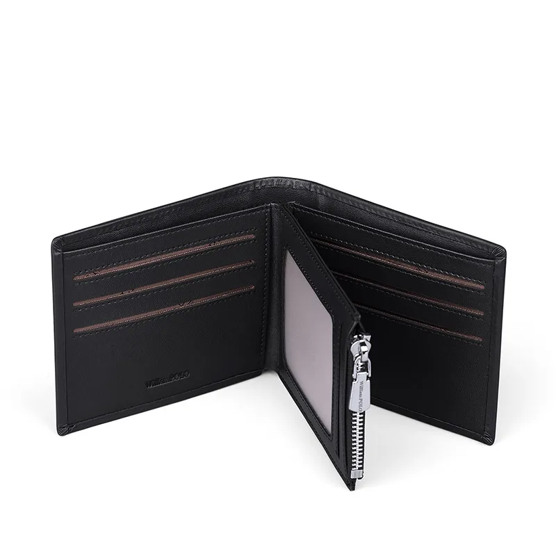 Men Wallet Genuine Leather Casual Bifold Wallet Design Card Holder Organized Slim 3