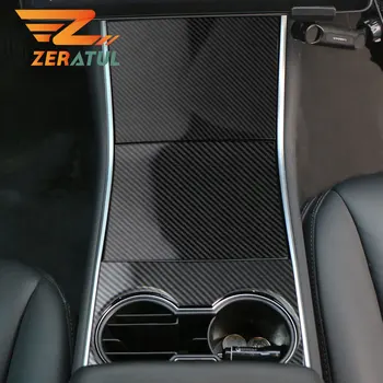 

Zeratul for Tesla Model 3 Model Y 2017 - 2020 Accessories 3Pcs/Set Carbon Fiber Car Central Control Panel Protective Patch