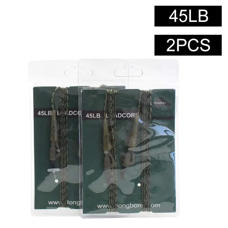 2PCS Carp Fishing Line Ready Tied Lead Core Leaders 45IB Leadcore With  Quick Change Swivel PE Braided Line with lead Camo Green