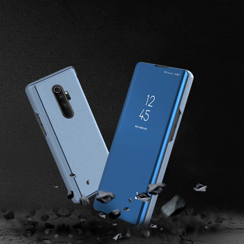 Зеркальный чехол redmi note 8 для xiaomi redmi note 8 pro, откидной Чехол, роскошный кожаный чехол-книжка, умный защитный чехол для телефона