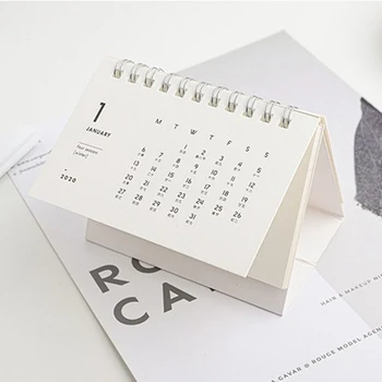 

2020 New Year Table Calendar Creative Simple Desk Coil Notepad Kraft Paper Calendar Daily Schedule Yearly Agenda Organizer