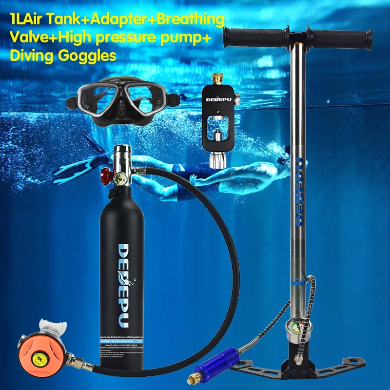 

DEDEPU Diving Equipment Oxygen Cylinder Set Underwater Respirator 1 Liter Capacity Reusable Dive Time Is about 15 Minutes
