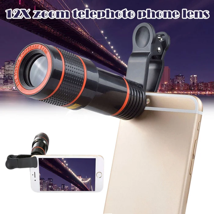 12X Zooms Mobile Phone Camera Lens Telephoto Lens External Telescope with Universal Clip JLRL88