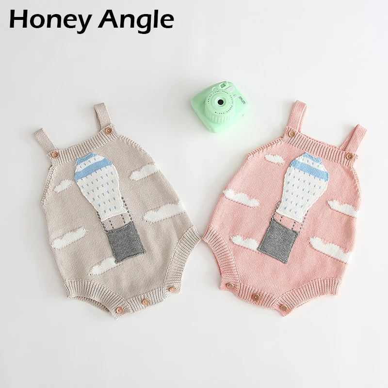 Honey Angle/вязаные комбинезоны для девочек и мальчиков; теплый комбинезон без рукавов для малышей; сезон весна-осень; детские комбинезоны в Корейском стиле; одежда для малышей