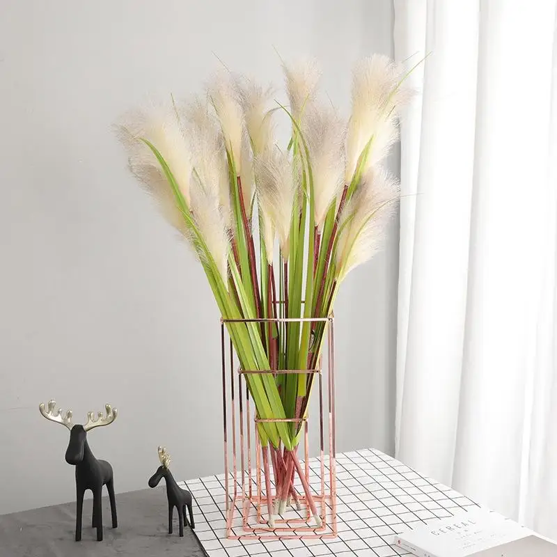 1pc 90CM Artificial Reed Flower Three Head Simulation Reeds Flowers Plant Home Office Decor Fake Flower Wedding Party Decoration