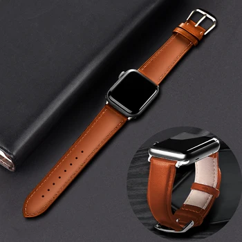 

Newest Leather Band Loop Strap For Apple Watch 6 SE 5 4 3 2 1 38mm 40mm , Men Leather Watch Band for iwatch 5 44mm 42mm Bracelet