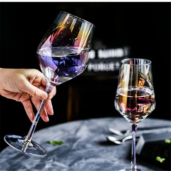 

Rainbow Crystal Glass Goblets Colorful Wine Glass Juice Drink Champagne Goblet Party Barware Dinner Water Cup Home Decoration