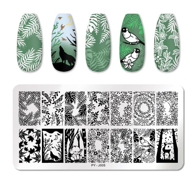 PICT YOU 6cm * 6cm Square Leopard Nail Stamping Plates Animal Patterns Stencil Tools Stainless Steel Nail Art Stamp Design