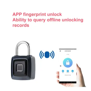 

APP+BT Smart Fingerprint Padlock Keyless USB Rechargeable Quick Unlock Door Lock Metal Self Developing Chip YH-G1