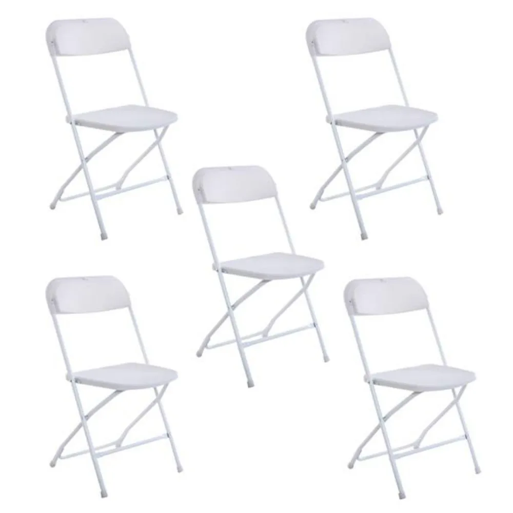 

5pcs Office Conference Folding Chairs Plastic White/Black Structure is Strong and Durable[44.5 x 80 x 44.5CM]