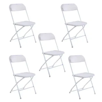 

5pcs Office Conference Folding Chairs Plastic White/Black Structure is Strong and Durable[44.5 x 80 x 44.5CM]