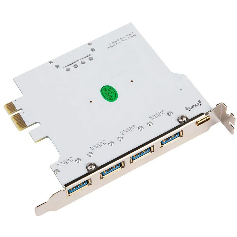 PCI-E на USB3.0 4-Порты и разъёмы+ Тип-C адаптер карты расширения разъем с двумя чипами для Windows XP/Vista/Windows 7/8/10, Linux