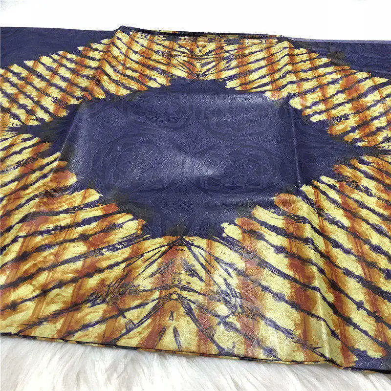 Дизайн Африканский нигерийский принт Базен Riche ткань новая золотая морская парча блестящая Базен riche ткань