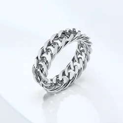Gold Curb Chain Wedding Band for Women - Chic Minimalist Finger Ring Jewelry (RC - 476S)