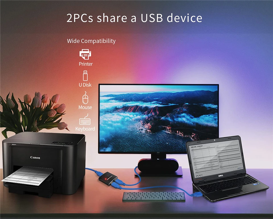2023 USB 3.0 Switch 2 PC USB Switch Selector USB Bi-directional Switcher Box USB