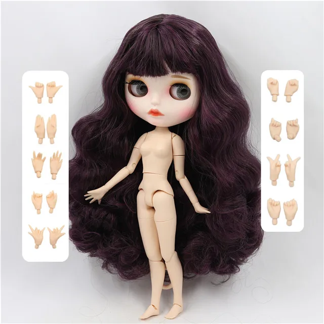 ICY factory шарнирная кукла blyth черный микс фиолетовый волос соединение тела матовое лицо 30 см 1/6 игрушка - Цвет: doll with hand AB