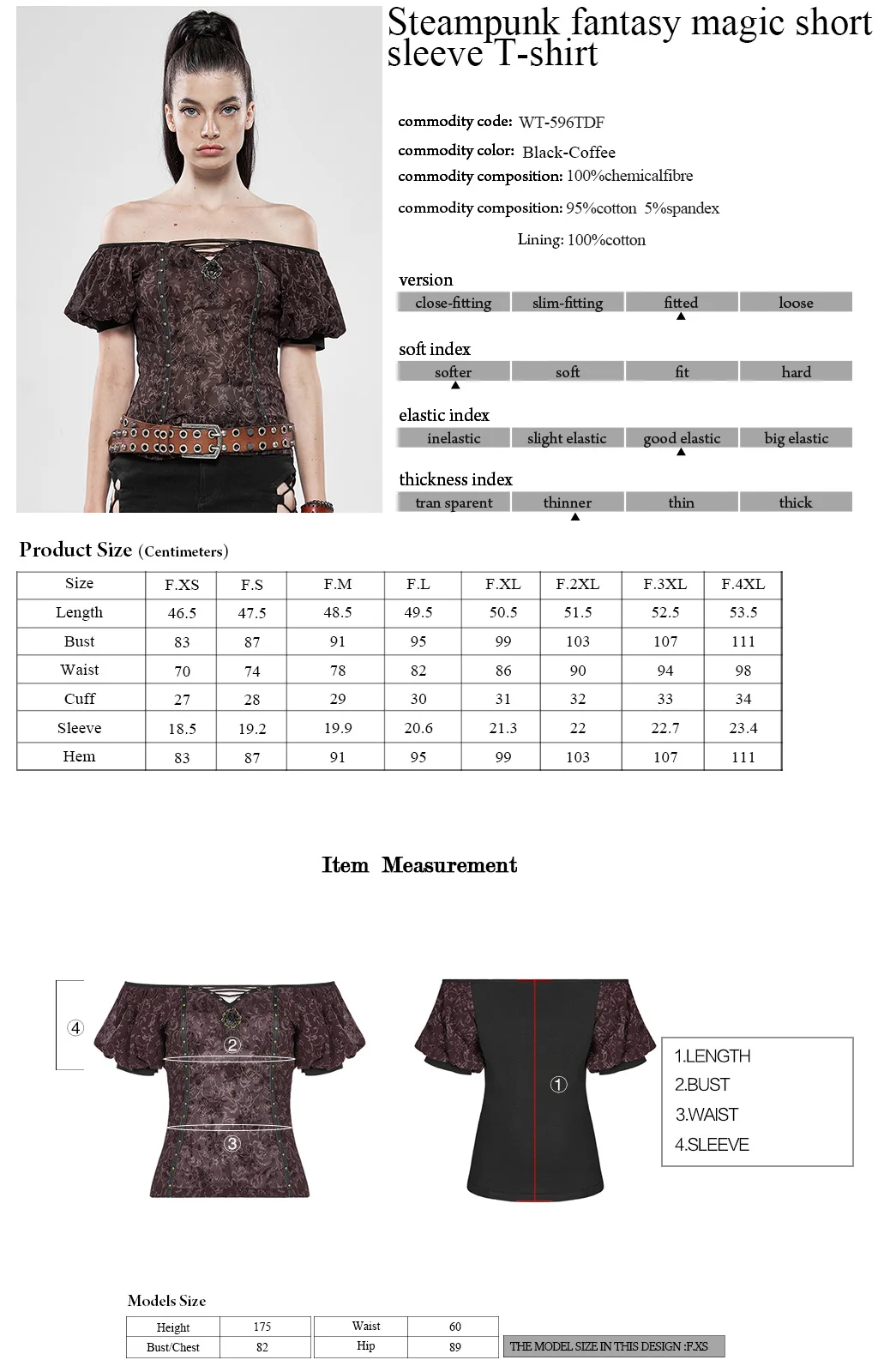 Панк Rave women's Goth с открытыми плечами с пышными рукавами Топы WT-596TDF