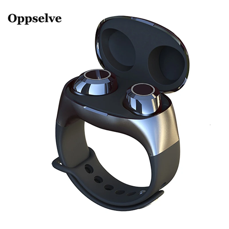 Oppselve TWS 2 In 1 Wireless Earpieces For iPhone 11 Pro Max Huawei 5 0 Bluetooth Earphones with Smart Wristband Watch Bracelet