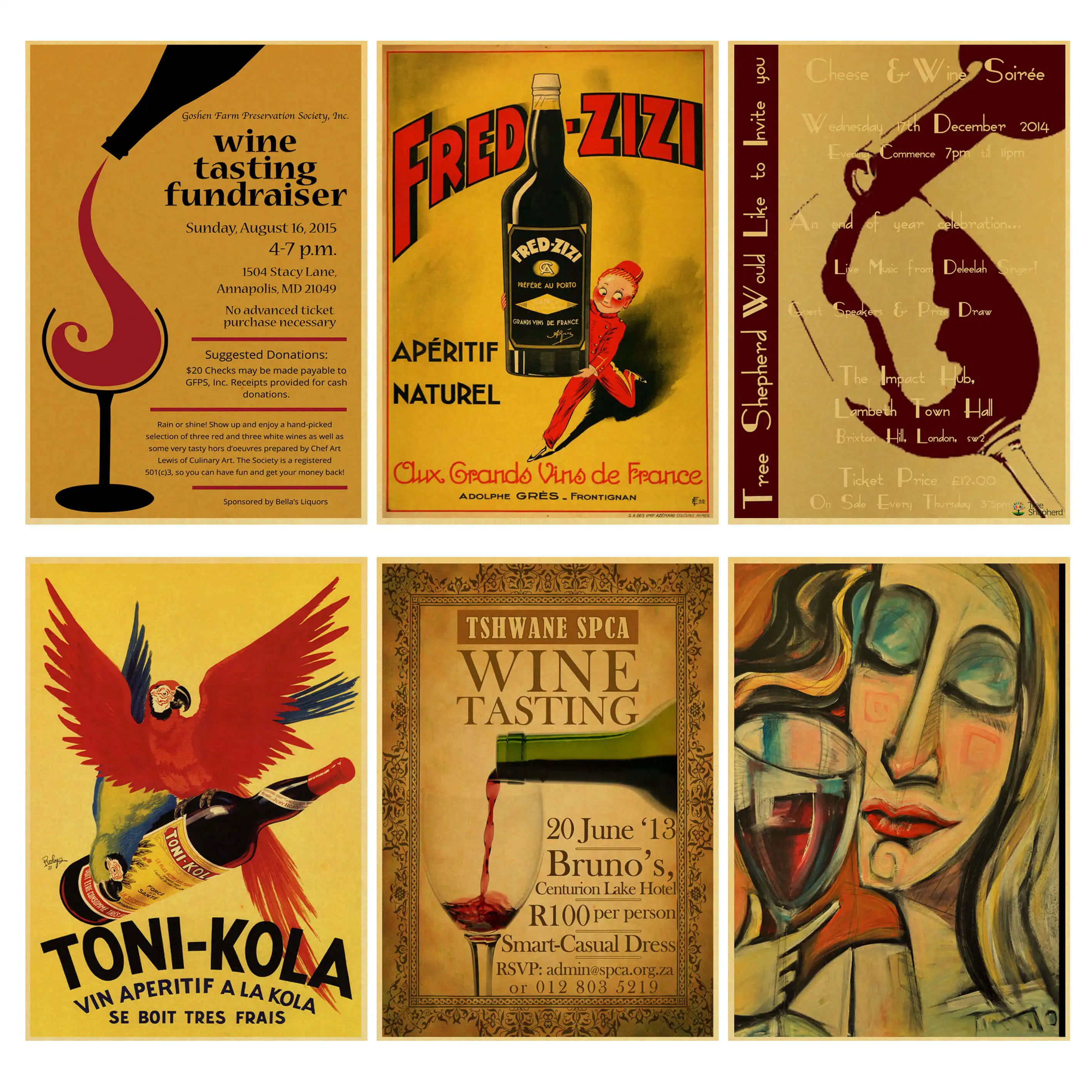 Affiche rétro vintage de vin rouge, affiches et impressions de bar, café,  cuisine, salon, peinture décorative, papier kraft, stickers muraux