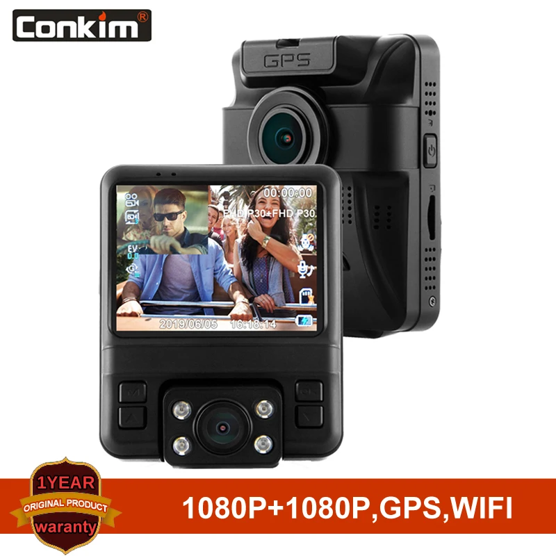 Conkim Новый GS66 Автомобильный видеорегистратор с 2 камерами 1080P Full HD Wifi GPS Novatek DVR