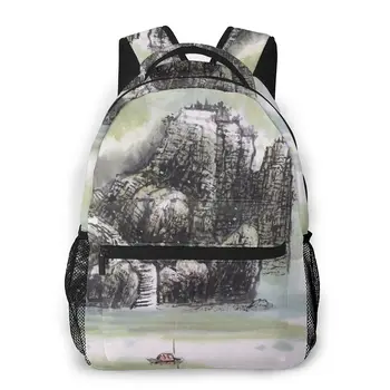 

NOISYDESIGNS Chinese Style Mountains Trees Ink Student Backpack Laptop Bags Large Capacity School for Women Girl Mochila Bolsa