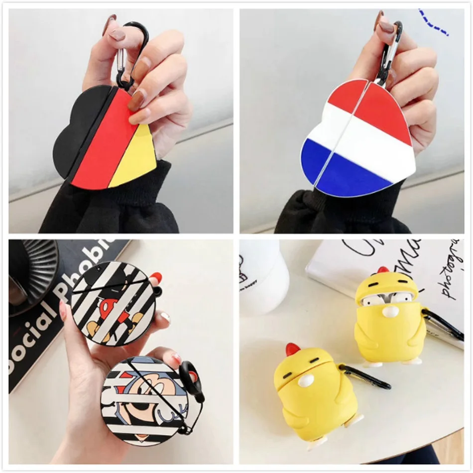 

3D Cute Earphone Case for Airpods 2 Case Anime Baby Silicone Duck Headphone Protector Cover for Apple Airpods 1 For Earpods Case