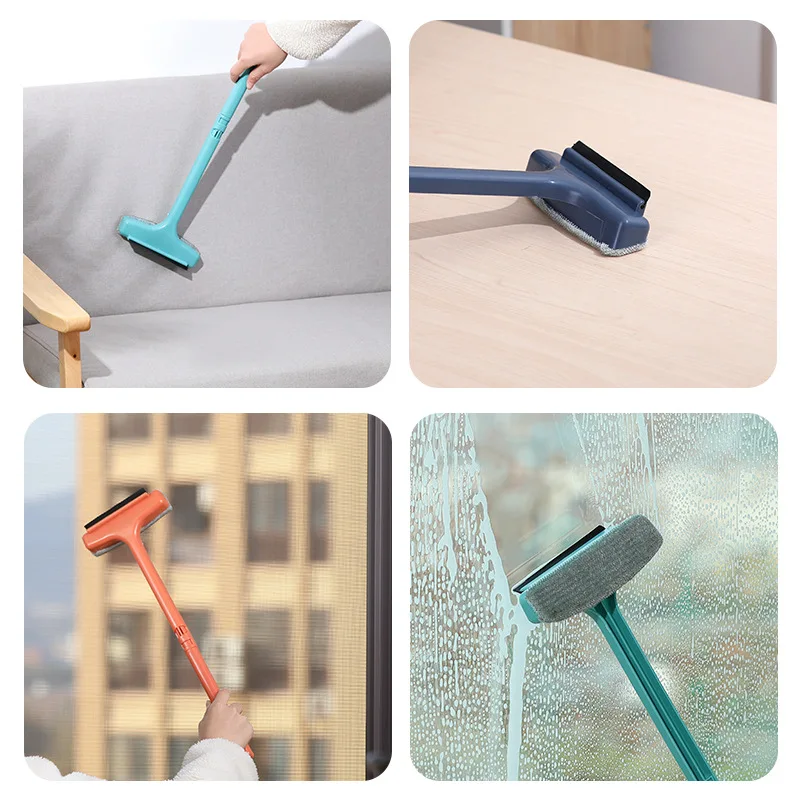 Glass Wiper Household Double-sided Wipe High-rise Wiper Window Scrubber Glass Cleaning Tool Telescopic Rod window cleaning brush window cleaner