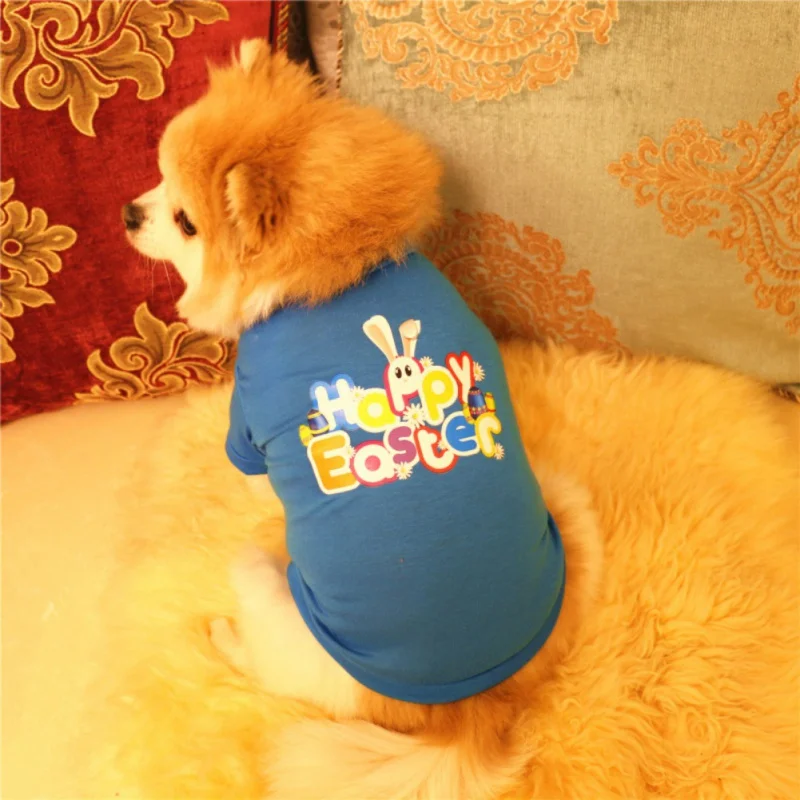 Вечерние футболки с изображением Счастливой Пасхи; Одежда для собак и кошек с изображением кролика, кролика, кролика; одежда для чихуахуа и йоркширов; летняя одежда