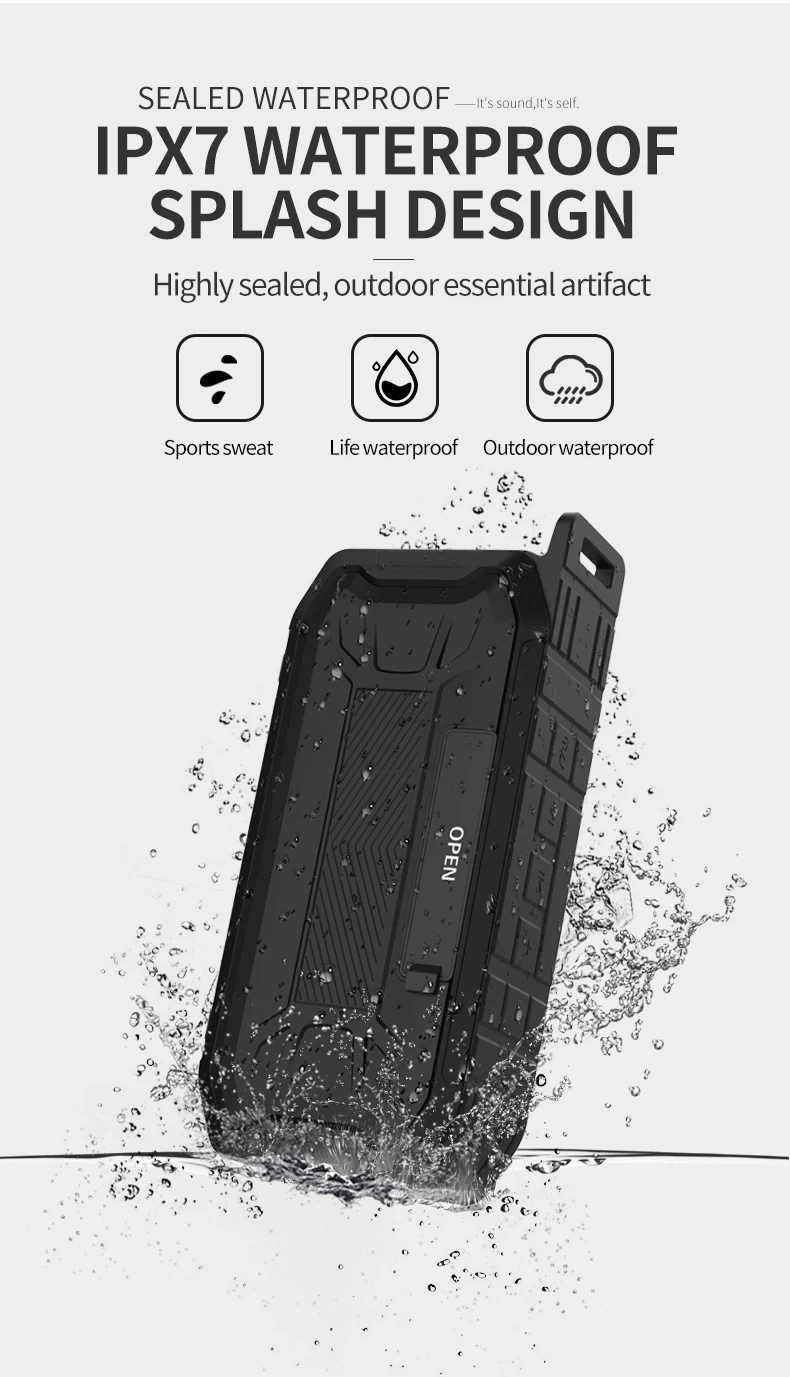 Открытый IPX7 водонепроницаемый Bluetooth динамик тяжелый бас объемный динамик пылезащитный Портативный soundbox TWS 3D стерео соединение