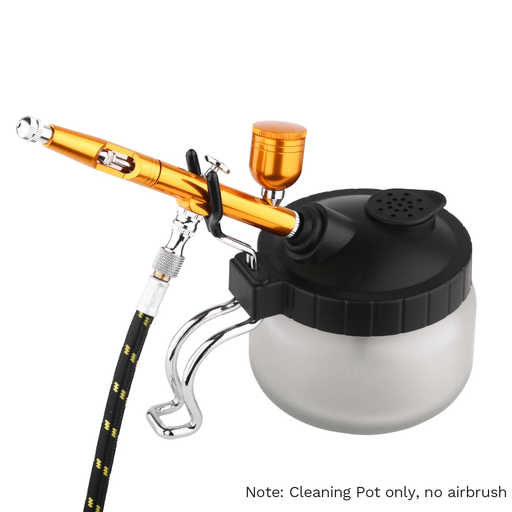 Airbrush Cleaning Pot Spray Gun Cleaner Glass Air Brush Easy Holder Clean Paint Jar Bottle Spray Gun Sprayer Clean Tools Set 4