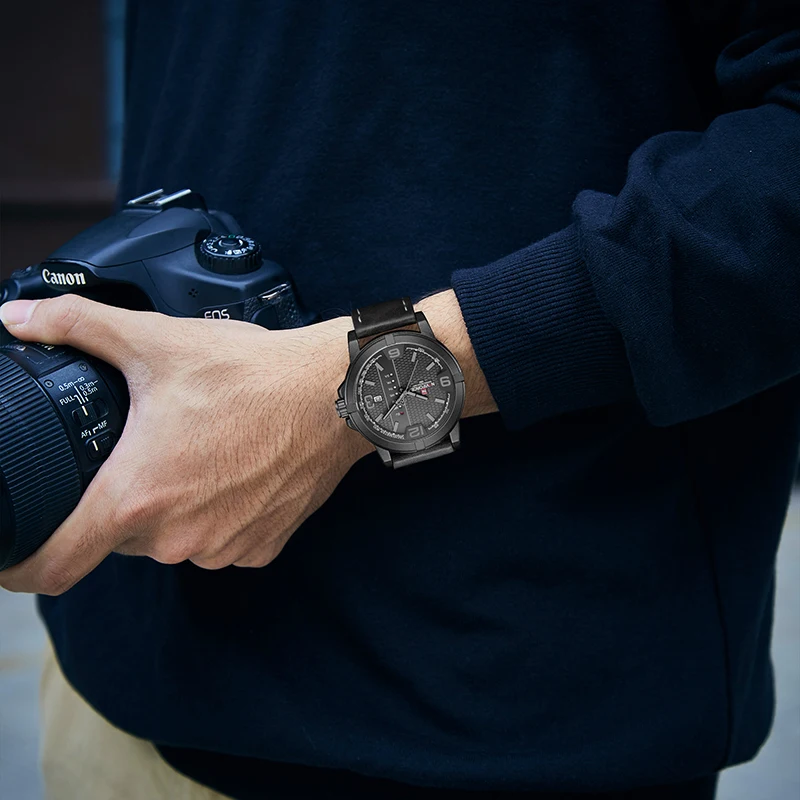 NAVIFORCE Watches for Men Top Luxury Brand Casual Quartz Watch Mens Leather Waterproof Wristwatch Male Clock Relogio Masculino Sadoun.com