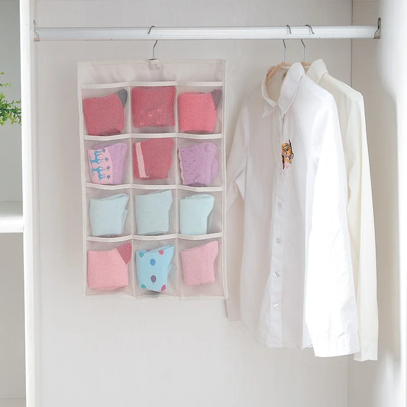 Factory Direct Supply Wardrobe Storage Bag Hanging Bag Underwear Socks Wardrobe Hanging Storage Magic Double-Sided Storage Bag