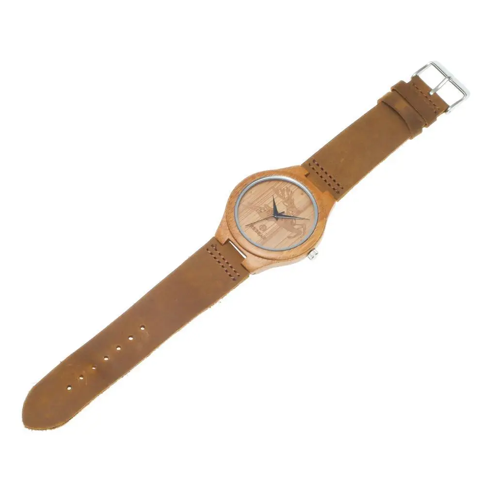 New Patent Leather Little Deer Bamboo Watch Manufacturer Custom Amazon Speed Sell Tong Like Hot Cakes