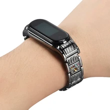 Браслет для Mi Band 3 4 металлический ремешок из нержавеющей стали для Mi Band 4 ремешок Miband 3 сменные браслеты аксессуары