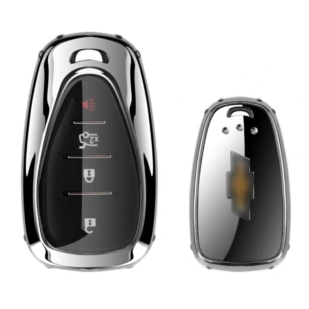ТПУ чехол для ключей автомобиля для Chevrolet Cruze Malibu Equinox Sonic Traverse Camaro Smart Keyless Entry дистанционного ключа крышка - Название цвета: silver