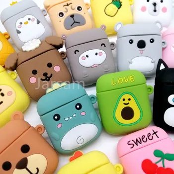 קריקטורה חמוד אלחוטי אוזניות מקרה עבור AirPods 2 סיליקון טעינת אוזניות מקרה עבור אוויר תרמילי מקרי מגן יוקרה כיסוי