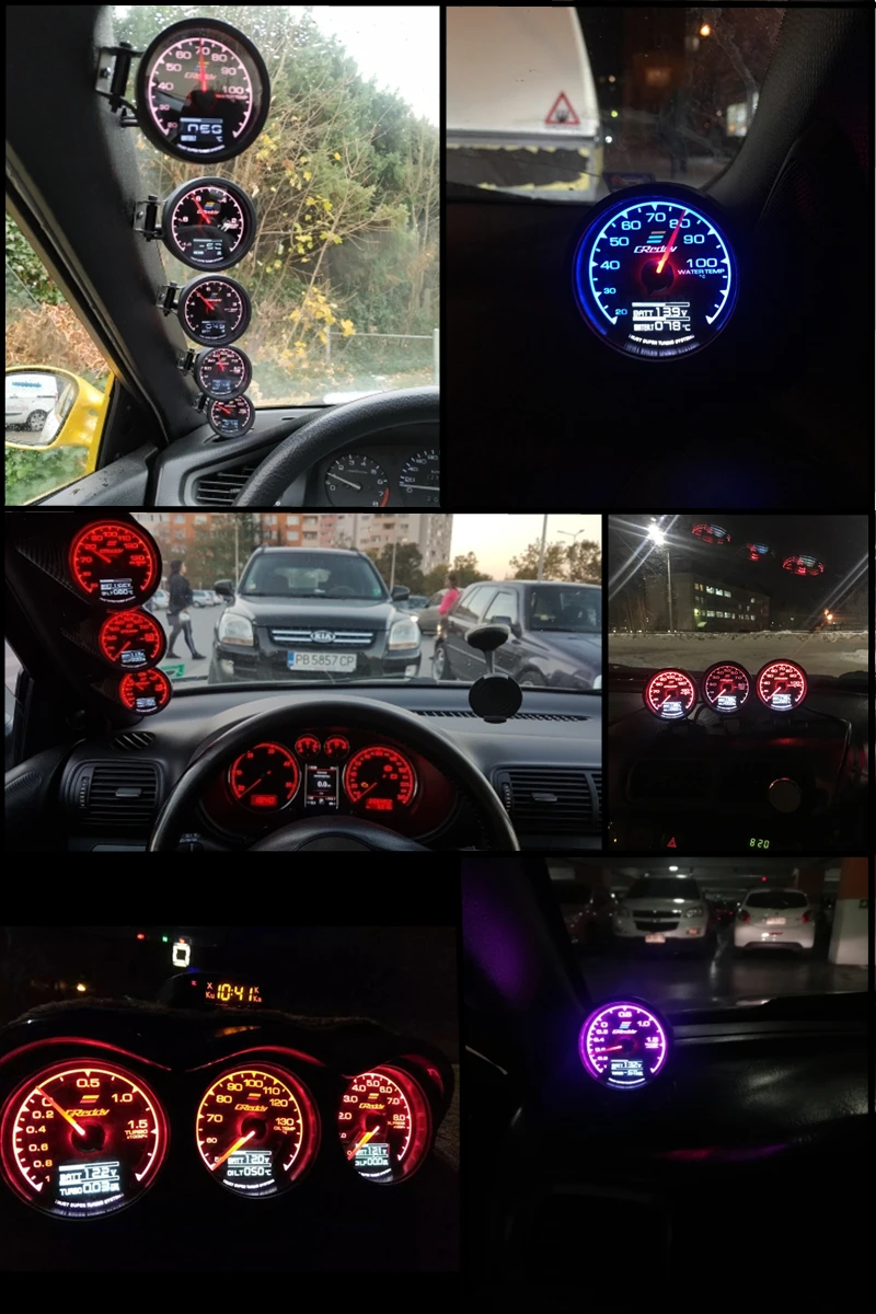 Спидометр GReddi Multi D/A lcd цифровой дисплей Turbo Boost автомобильный измерительный прибор 2,5 дюйма 62 мм 7 цветов в 1