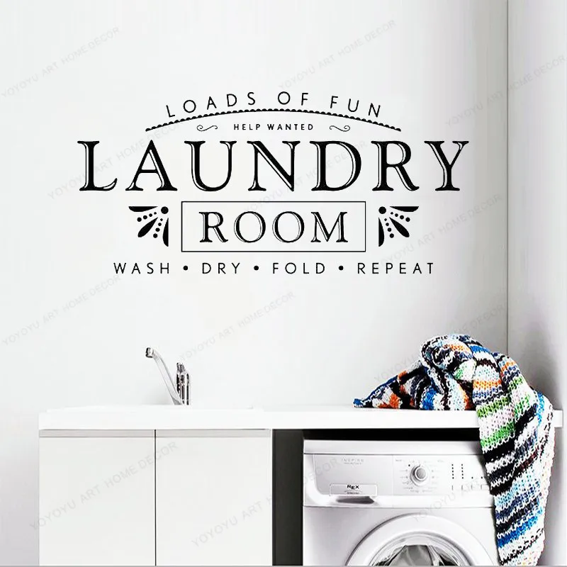 Laundry Room Wash Dry Fold Vinyl Decal Home Wall Decor 