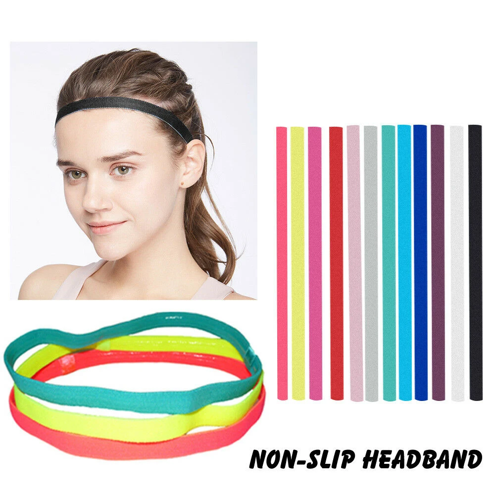 

Candy Color Women Men Yoga Hair Bands Sports Gym Headband Anti-slip Elastic Rubber Sweatband Football Running Hair Accessories