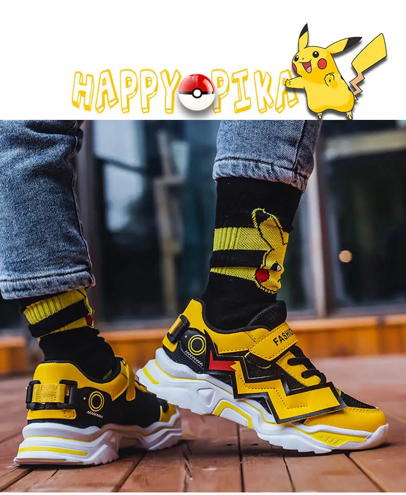 Meninos e Meninas Crianças Moda Pikachu Sapatos Casuais Quatro Estações Criança Tênis Respirável Malha Sola Macia Tendência 28-38 Mwy 4 Mamãe e Bebê