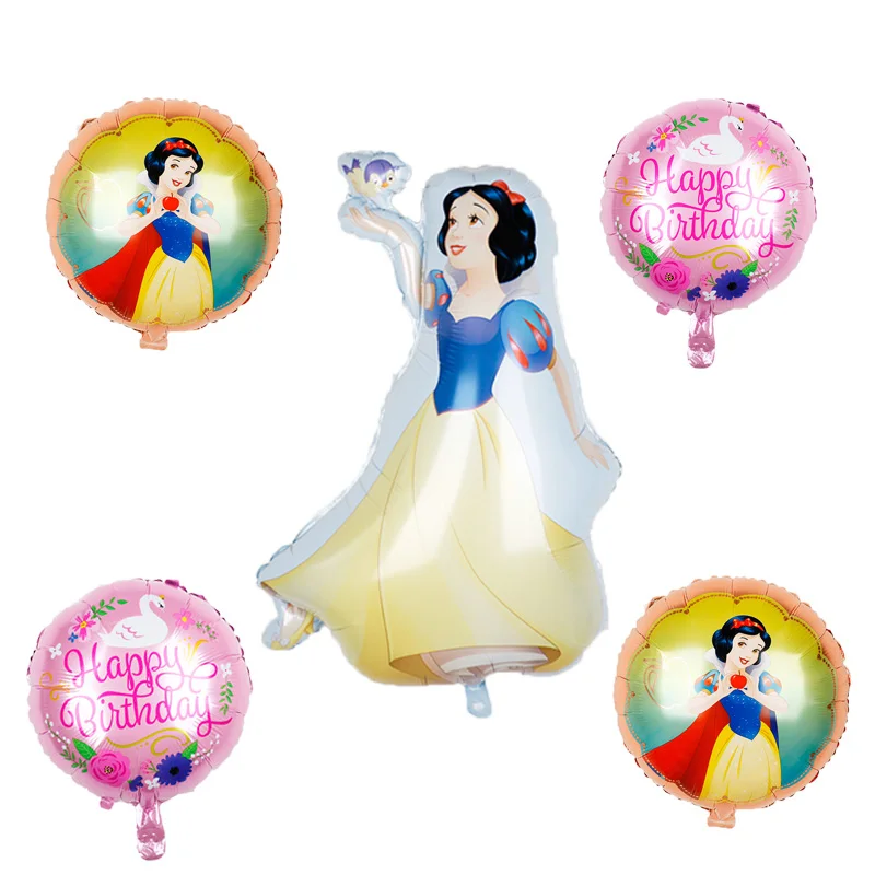 1 комплект, большой Белль, Золушка, Белоснежка, Эльза, принцесса, фольга, воздушные шары для маленькой девочки, день рождения, украшение, гелиевые шары, подарок для детей - Цвет: 1 set snowwhite