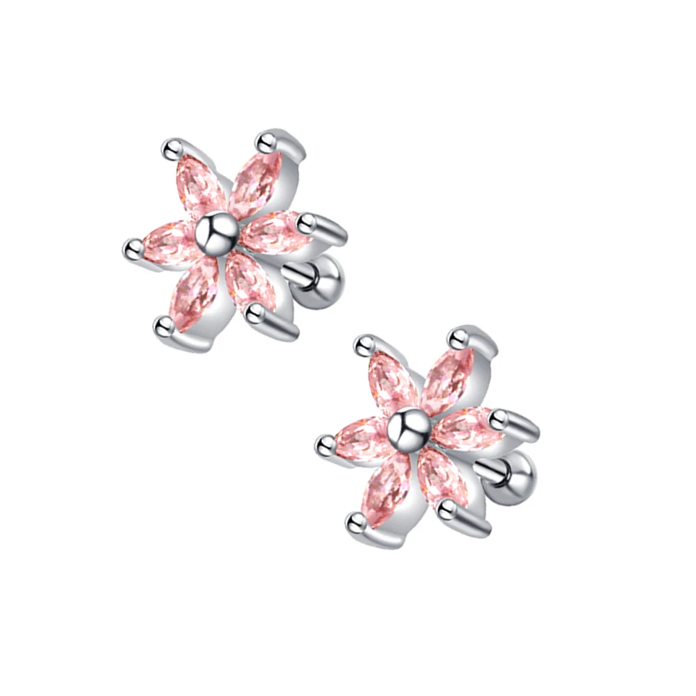 silver-pink JUNLOWPY 1-7 пар серьги для ушного хряща из нержавеющей стали шаровая шпилька штанга для Штанга пирсинг уха тело губная серьга для женщин - Окраска металла: silver-pink