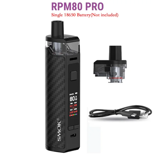SMOK RPM80 Pod Комплект RPM80 PRO комплект Vape 80 Вт 3000 мАч батарея 5 мл бак RPM сетка 0.4ohm RGC 0.17ohm электронная сигарета VS RPM40 Pod - Цвет: PRO Black carbon