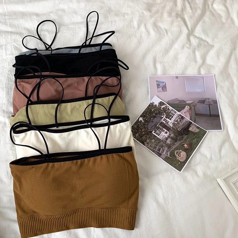 

New Style Women's Underwear Tube Tops Sexy Solid Color Bra Fashion Contrast Sports Tank Up Female Outerwear Top Sexy Lingerie