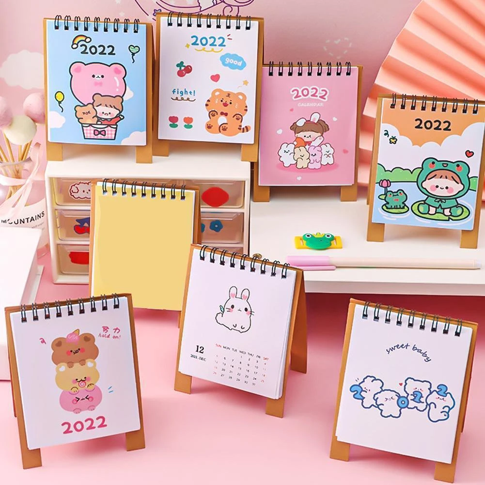 2022 Cute Cartoon Mini Calendar Desktop Decoration Kawaii Bear Small Calendar Simple Calendar Daily Scheduler Table Planner New|Calendar| - Aliexpress