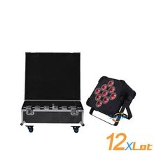 12X горячая Распродажа 9*15 Вт 5в1 RGBAW беспроводной светодиодный плоский светильник светодиодный тонкий Par Can с 12 в 1 зарядный Дорожный Чехол